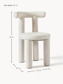Gestoffeerde stoel Calan van fluweel, Bekleding: 100% polyester, Frame: gecoat metaal met schuims, Fluweel crèmewit, B 55 x D 52 cm