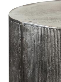 Okrągły stolik kawowy z ryflowanym frontem Rota, Aluminium powlekane, płyta pilśniowa średniej gęstości (MDF), Odcienie srebrnego, Ø 50 cm