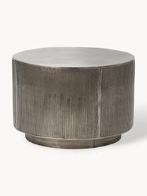 Okrągły stolik kawowy z ryflowanym frontem Rota, Aluminium powlekane, płyta pilśniowa średniej gęstości (MDF), Greige, odcienie srebrnego, Ø 50 cm