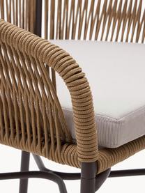 Ogrodowe krzesło barowe Yanet, 2 szt., Tapicerka: 100% poliester, Stelaż: metal ocynkowany, Jasnobeżowa tkanina, beżowy, S 55 x W 85 cm