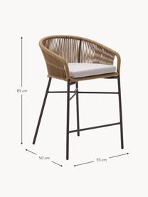 Garten-Barstühle Yanet, 2 Stück, Bezug: 100 % Polyester, Gestell: Metall, galvanisiert, Webstoff Hellbeige, Beige, B 55 x H 85 cm