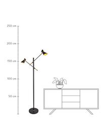 LED-Stehlampe Diablo in Schwarz, Lampenschirm: Stahl, Dekor: Stahl, Schwarz, Goldfarben, B 55 x H 160 cm