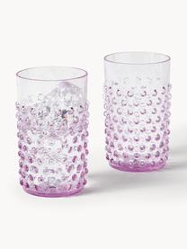 Set de vasos artesanales con relieves Hobnail, 6 uds., Vidrio, Lila, Ø 7 x Al 11 cm, 200 ml