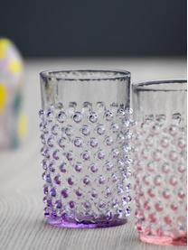 Sada ručně foukaných sklenic s reliéfem Hobnail, 6 dílů, Sklo, Fialová, Ø 7 cm, V 11 cm, 200 ml