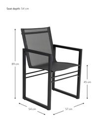 Tuinstoel Vevi in zwart, Frame: gepoedercoat aluminium, Zitvlak: Textilene, Zwart, B 57 x H 54 cm