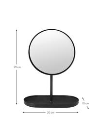 Make-up spiegel Modo van metaal, Frame: gecoat metaal, Zwart, B 20 x H 29 cm