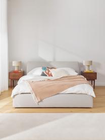 Letto imbottito Cloud, Rivestimento: tessuto finemente struttu, Piedini: legno laccato Questo prod, Tessuto grigio chiaro, Larg. 140 x Lung. 200 cm