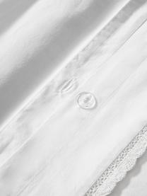 Baumwollperkal-Bettdeckenbezug Juliette mit Stickereien und Zierbordüre, Webart: Perkal Fadendichte 200 TC, Weiss, B 200 x L 200 cm