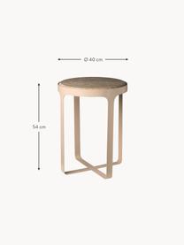 Ronde bijzettafel Stoner met Travertinplatte, Tafelblad: travertijn, Frame: gepoedercoat staal, Beige travertijn, lichtbeige, Ø 40 x H 54 cm