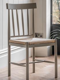 Holzstühle Eton mit Binsengeflecht, 2 Stück, Gestell: Buchenholz, lackiert, Sitzfläche: Binsengeflecht, Taupe, Hellbeige, B 46 x T 45 cm