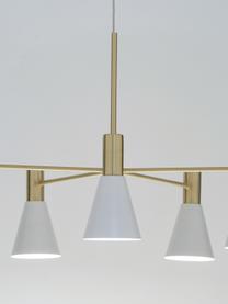 Lampadario in metallo Sia, Paralume: Metallo verniciato a polv, Paralume: bianco opaco baldacchino e portalampada: ottone spazzolato, Ø 75 x Alt. 14 cm