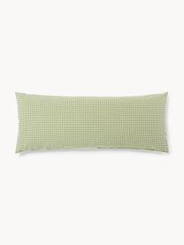 Funda de almohada de seersucker Davey, Verde oliva, blanco, An 45 x L 110 cm