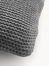 Housse de coussin en tricot de coton bio Adalyn, 100 % coton bio, certifié GOTS, Anthracite, larg. 40 x long. 40 cm