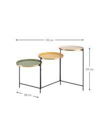 Skládací odkládací stolek se 3 policemi Amrita, Růžová, žlutá, zelená, Š 112 cm, H 38 cm
