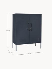 Credenza alta in metallo The Midi, Acciaio verniciato a polvere, Antracite, Larg. 85 x Alt. 111 cm