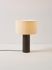 Tafellamp Delano, Lampenkap: katoen, Lampvoet: metaalkleurig, Donkerbruin, beige, Ø 35 x H 50 cm