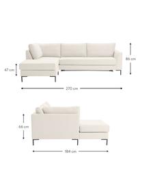 Sofá rinconera cama Luna (3 plazas), con colchón, Tapizado: 100% poliéster con certif, Estructura: madera maciza de haya, ma, Patas: metal galvanizado, Tejido blanco crema, An 270 x F 184 cm, chaise longue izquierda