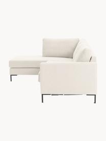 Schlafsofa Luna (3-Sitzer) mit Matratze, Bezug: 100 % Polyester Der strap, Gestell: Massives Buchenholz, Schi, Webstoff Off White, B 270 x T 184 cm, Eckteil links