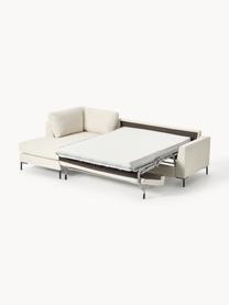 Canapé d'angle convertible 3 places avec matelas Luna, Tissu blanc crème, larg. 270 x prof. 184 cm, méridienne à gauche