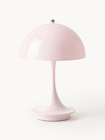 Lampada da tavolo portatile a LED con luce regolabile Panthella, alt. 24 cm, Paralume: vetro acrilico, Struttura: alluminio rivestito, Vetro acrilico rosa chiaro, Ø 16 x Alt. 24 cm