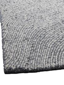 Handgeweven vloerkleed Canyon met golfachtig patroon in grijs/wit, 51% polyester, 49% wol, Grijs, B 200 x L 300 cm (maat L)