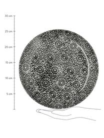 Vajilla Daisy, 6 comensales (18 pzas.), Gres, Negro, blanco, Set de diferentes tamaños
