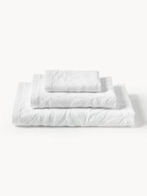 Lot de serviettes de bain en coton Leaf, tailles variées, Blanc, 3 éléments (1 serviette invité, 1 serviette de toilette et 1 drap de bain)