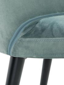Krzesło z podłokietnikami z aksamitu Celia, Tapicerka: aksamit (poliester) Dzięk, Nogi: metal malowany proszkowo, Aksamitny odcień szałwii, S 57 x G 62 cm