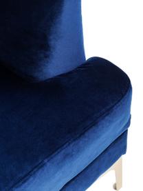 Fauteuil en velours Proud, Revêtement : bleu Pieds : couleur dorée