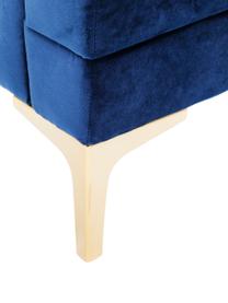 Fauteuil en velours Proud, Revêtement : bleu Pieds : couleur dorée