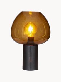 Lámpara de mesa con base de cuero sintético Cozy, Pantalla: vidrio, Cable: plástico, Marrón oscuro, negro, Ø 29 x Al 42 cm