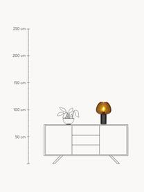 Tafellamp Cozy met kunstlederen voet, Lampenkap: glas, Lampvoet: kunstleer, Donkerbruin, zwart, Ø 29 x H 42 cm