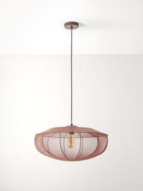 Pendelleuchte Beau aus Netzstoff, Lampenschirm: Textil, Baldachin: Metall, pulverbeschichtet, Nougat, Ø 60 x H 29 cm