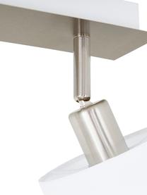 Faretti da soffitto classici Casper, Baldacchino: metallo nichelato, Struttura: metallo nichelato, Paralume: tessuto, Argentato, bianco, Larg. 56 x Alt. 7 cm