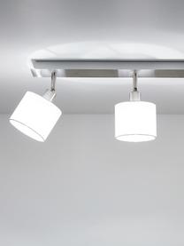 Faretti da soffitto classici Casper, Baldacchino: metallo nichelato, Struttura: metallo nichelato, Paralume: tessuto, Argentato, bianco, Larg. 56 x Alt. 7 cm