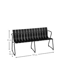 Handgefertigte Garten-Sitzbank Ocean, Gestell: Recycelter Stahl, beschic, Schwarz, B 157 x T 58 cm