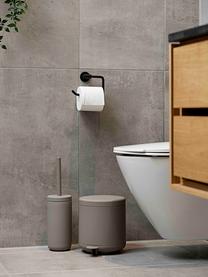 Scopino wc con contenitore in gres Omega, Contenitore: gres con superficie soft-, Manico: plastica, Greige, Ø 10 x Alt. 39 cm