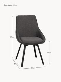 Čalúnená otočná stolička s kovovými nohami Alison, Antracitová, Š 51 x H 57 cm