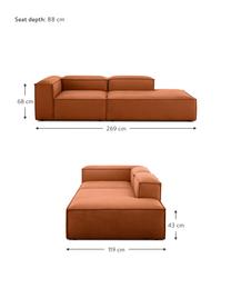 Szezlong modułowy Lennon, Tapicerka: poliester Dzięki tkaninie, Stelaż: lite drewno sosnowe z cer, Nogi: tworzywo sztuczne Materia, Terakotowa tkanina, S 269 x G 119 cm, oparcie lewostronne