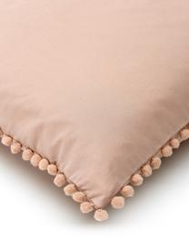 Poszewka na poduszkę z perkalu z pomponami Bommy, 2 szt., Blady różowy, S 40 x D 80 cm