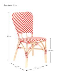 Silla para exterior Bistrot, Tapizado: tela tejida, Estructura: ratán, Rojo, blanco, An 59 x F 52 cm