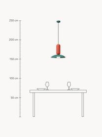 Ručně vyrobené závěsné svítidlo Pau, Terakotová, petrolejová, Ø 40 cm, V 36 cm