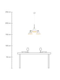 Lámpara de techo Klint, Estructura: metal recubierto, Anclaje: metal recubierto, Cable: cubierto en tela, Blanco, plateado, Ø 57 x Al 46 cm