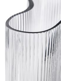Mundgeblasene Design-Vase Dawn mit Rillenrelief, Glas, Transparent, B 16 x H 30 cm