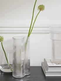 Vaso di design in vetro soffiato con rilievo millerighe Dawn, Vetro, Trasparente, Larg. 16 x Alt. 30 cm