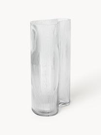 Ručně foukaná designová váza s rýhovaným reliéfem Dawn, Sklo, Transparentní, Š 16 cm, V 30 cm