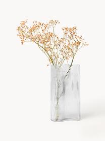 Mundgeblasene Design-Vase Dawn mit Rillenrelief, Glas, Transparent, B 16 x H 30 cm