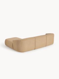 Sofá rinconera modular en tejido bouclé Sofia (3 plazas), Tapizado: tejido bouclé (100% polié, Estructura: madera de abeto, tablero , Patas: plástico Este producto es, Bouclé beige, An 277 x F 185 cm, chaise longue derecha