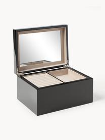 Schmuckbox Taylor mit Spiegel, Kästchen: Mitteldichte Holzfaserpla, Unterseite: Samt zur Schonung der Möb, Schwarz, B 26 x H 13 cm