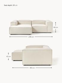 Modulares Ecksofa Lennon, Bezug: 100 % Polyester Der strap, Gestell: Massives Kiefernholz FSC-, Füße: Kunststoff, Webstoff Off White, B 238 x T 180 cm, Eckteil links